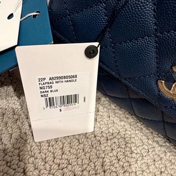 Chanel Dark Blue top handle flap bag satchel NWT - Picture 6 of 11